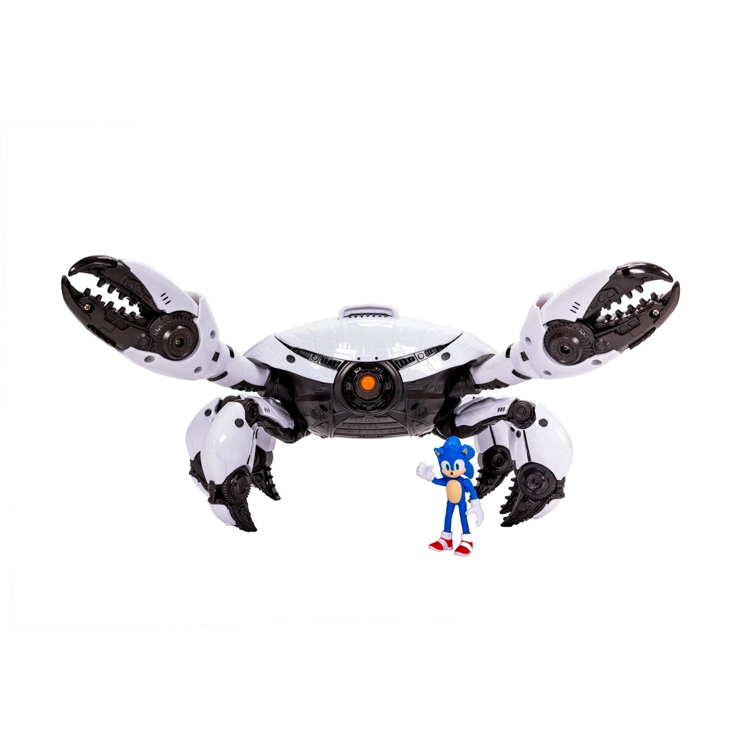 Sonic 3 Movie Crab Mech Battle Playset com garras de pinça e boneco de ação Sonic de 2,5 polegadas