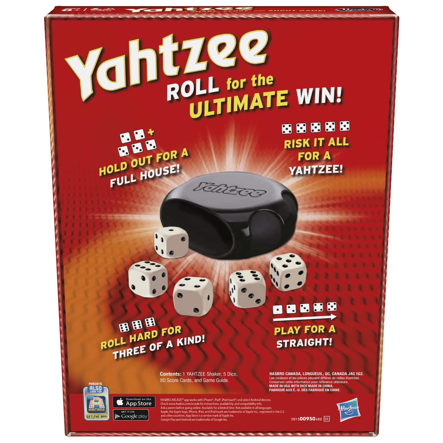 YAHTZEE Classic, jogo para crianças de 8 anos ou mais, para 2 ou mais jogadores, inclui shaker e dados
