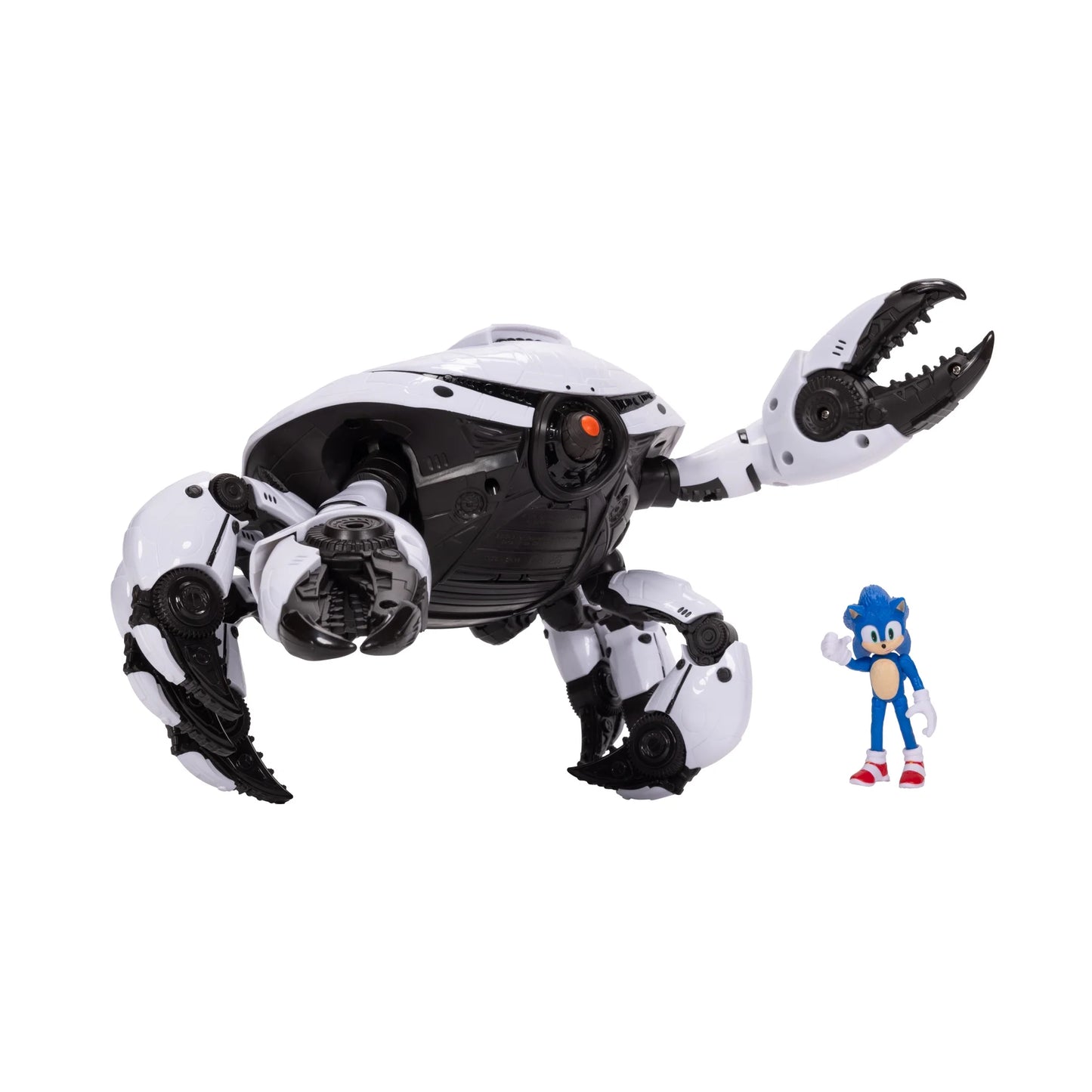 Sonic 3 Movie Crab Mech Battle Playset com garras de pinça e boneco de ação Sonic de 2,5 polegadas
