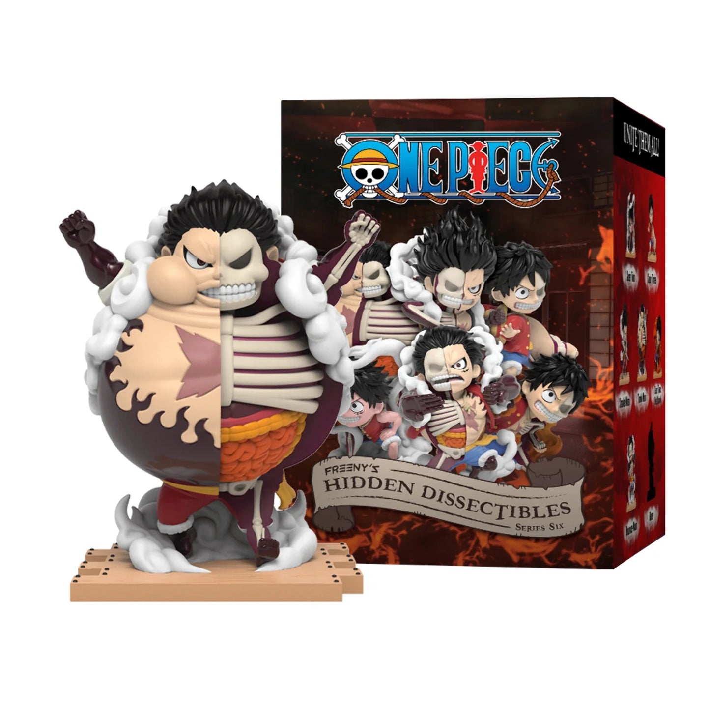 Mighty Jaxx Freeny's Hidden Dissectibles: One Piece Series 6 (Luffy Gears Edition) | Bandeja lacrada com 6 - Não contém duplicatas | Caixa surpresa de bonecos colecionáveis de brinquedo