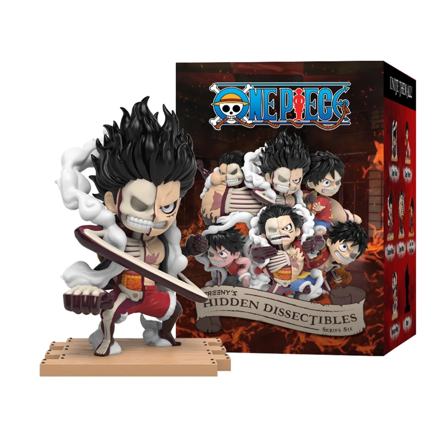 Mighty Jaxx Freeny's Hidden Dissectibles: One Piece Series 6 (Luffy Gears Edition) | Bandeja lacrada com 6 - Não contém duplicatas | Caixa surpresa de bonecos colecionáveis ​​de brinquedo
