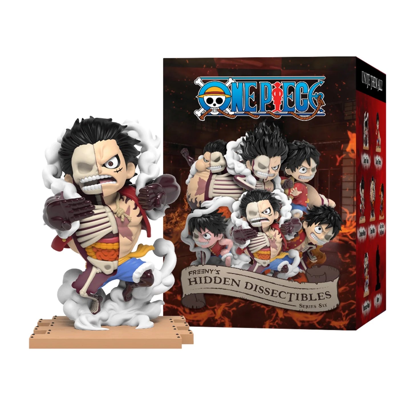 Mighty Jaxx Freeny's Hidden Dissectibles: One Piece Series 6 (Luffy Gears Edition) | Bandeja lacrada com 6 - Não contém duplicatas | Caixa surpresa de bonecos colecionáveis ​​de brinquedo