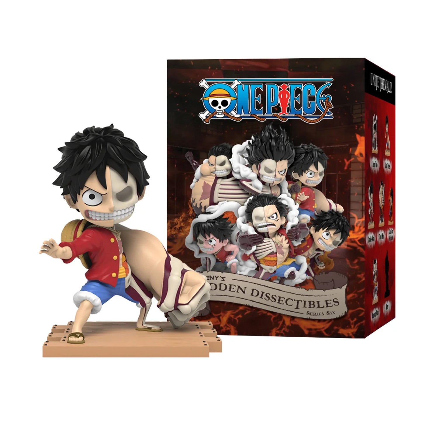 Mighty Jaxx Freeny's Hidden Dissectibles: One Piece Series 6 (Luffy Gears Edition) | Bandeja lacrada com 6 - Não contém duplicatas | Caixa surpresa de bonecos colecionáveis ​​de brinquedo
