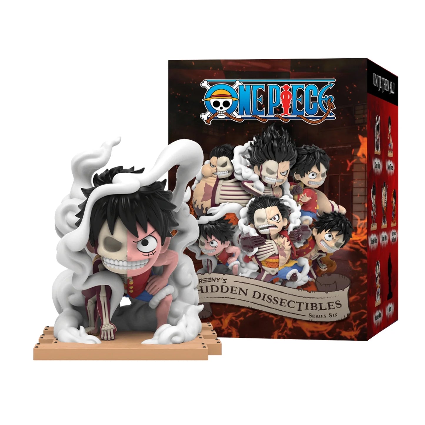 Mighty Jaxx Freeny's Hidden Dissectibles: One Piece Series 6 (Luffy Gears Edition) | Bandeja lacrada com 6 - Não contém duplicatas | Caixa surpresa de bonecos colecionáveis ​​de brinquedo