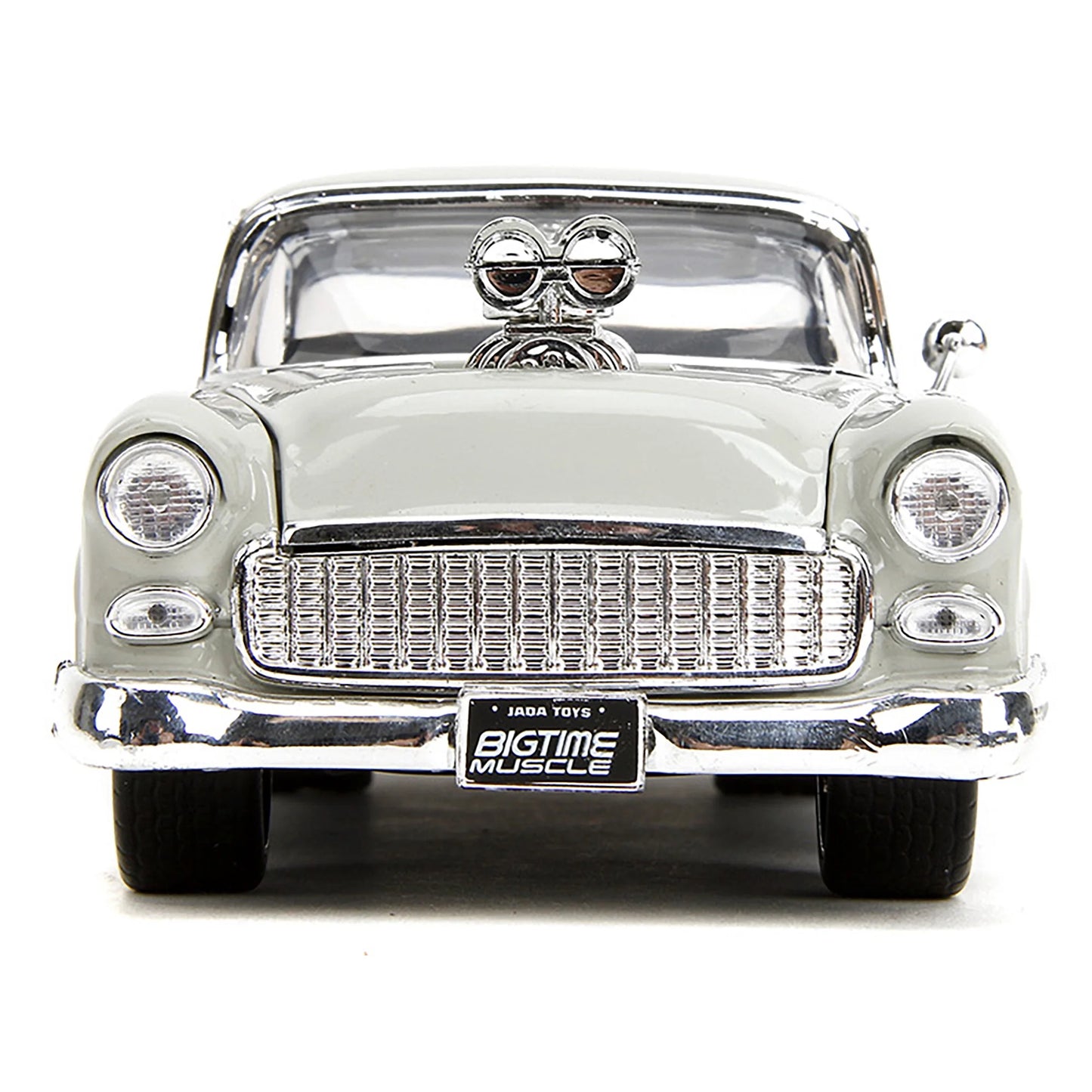 Chevrolet Bel Air 1955 "Ghost Gas - Mike's Speed ​​Equip" Light Gray &amp; Blue "Bigtime Muscle" Series 1/24 Diecast Model Car por Jada (as seleções podem variar)